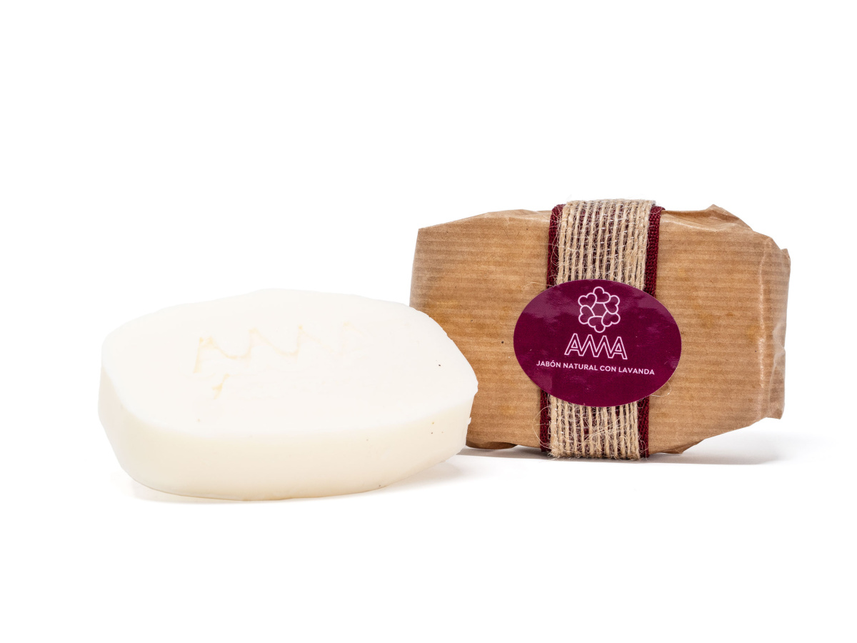 Jabón natural con lavanda blanco