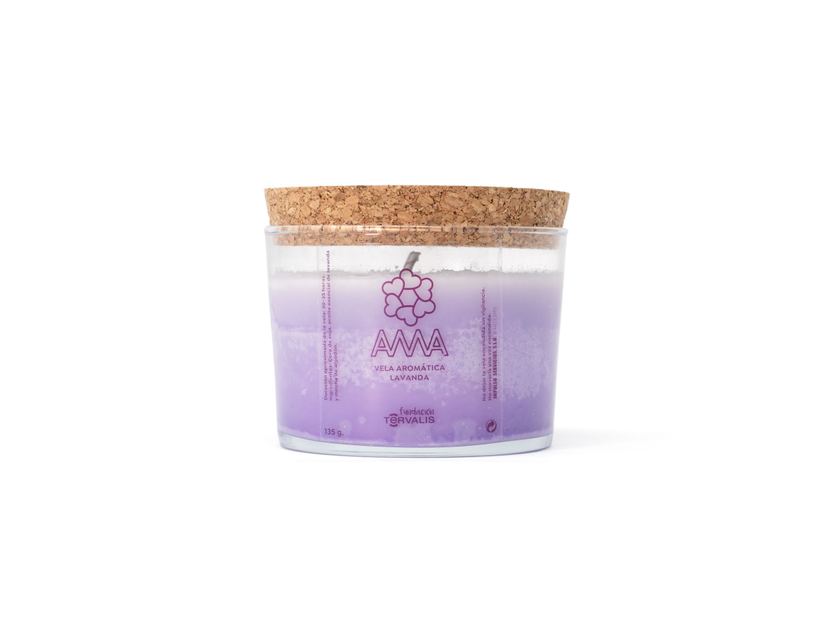 Vela aromática lavanda cristal morada
